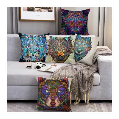 China Amazon Anti-Static Wholesales Cushion Cover Animal Sofa Home Office Pillowcase Car Painted Canvas Case for sale