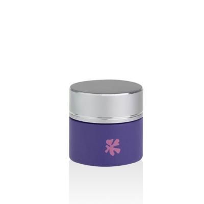 China Cosmetic Matte Purple Color 10g 10ml Cosmetic Packaging Skin Care Glass Jar Mini Size With Matte Silver Lid for sale