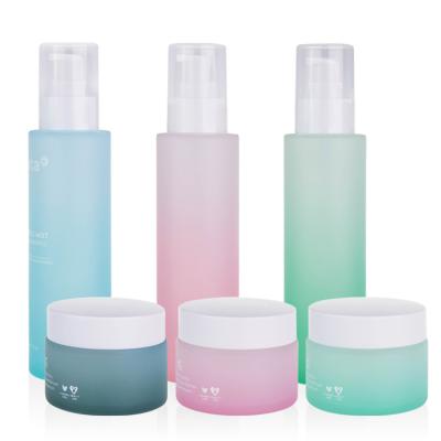 China Pink Skin Care Cosmetic Jar 50ml Balm Jar 30g 50g Round Shape Glass Cleansing Cosmetic Jar With White Lid for sale