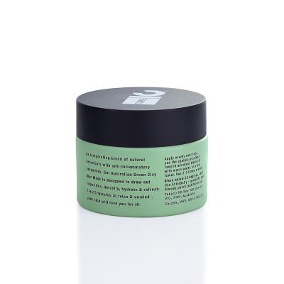 China Skin Care Cream Packaging 200ml Glass Cosmetic Salt Scrub Jars 30ml 50ml 100ml Matte Green Glass Facial Cream Jar With Black Lid for sale