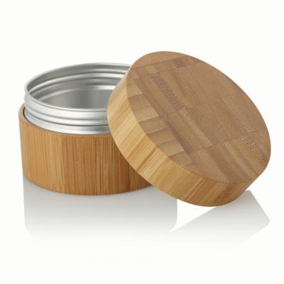 China 5/10/20/30/50/100/200/250ml Natural Aluminum Wooden Cosmetic Jar Bamboo Cosmetic Packaging Jar Logo Engraving Wooden Cosmetic Jar With Lids for sale