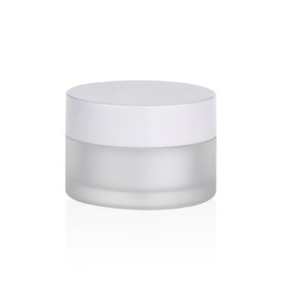 China Skin Care Cream Frosted Cosmetic Cream Jar 15ml 30ml 50ml Frosted Acrylic Jars With White Lids for sale