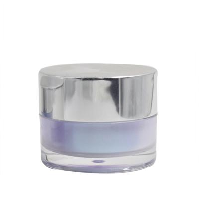 China Skin Care Cream Cosmetic Packaging 15g 30g 50g 30ml 50ml Acrylic Cream Jar Light Purple Cosmetic Jar Thick Bottom With Shiny Silver Aluminum Cap for sale