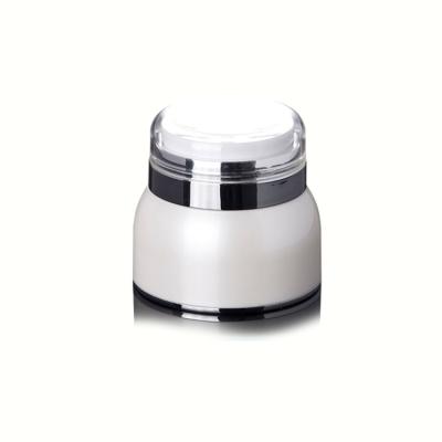 China Packaging 30ml 50ml skin care cream pump cream jar petg shape cosmetic pearl oval white airless jar airless pump cream jar with clear cap for sale