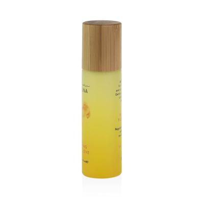 China Cosmetics Packaging Bamboo Matte Yellow Glass Roll On Bottle 10ml 15ml Roll On Bottles For Essential Oils for sale