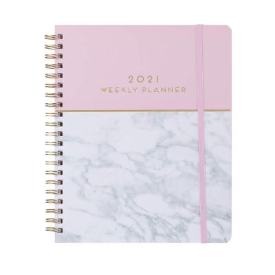 China 2021 2022 Custom Eco-Friendly Paper Notebooks Printing Daily Weekly Monthly Agenda A4 A5 Foil Journal Planner Hot Gold Hardcover Book for sale