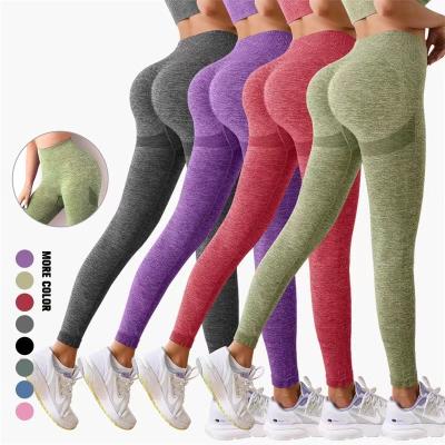 China Low MOQ OEM ODM Fitness Breathable Sexy Workout Plus Size Push Up High Waist Gym Seamless Pants Yoga Gaiters For Women With Pocket for sale