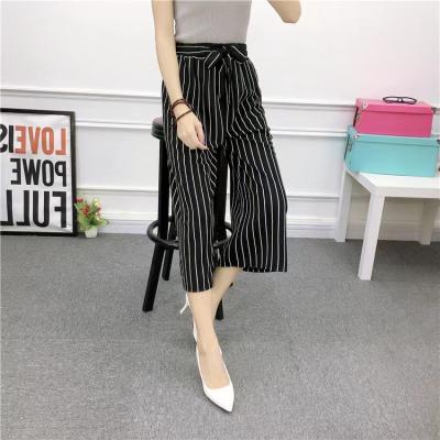 China 2022 Factory Wholesale Custom Made Breathable Plus Size Women's Black And White Stripes Loose Comfortable Casual Pants for sale