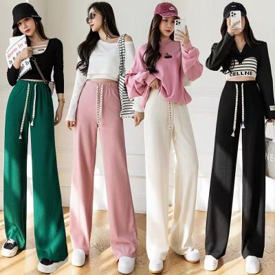 China Breathable Streetwear Plus Women's Pants Joggers Stacking High Waist Drawstring Jogger Pants Woman Sport Tracksuit for sale