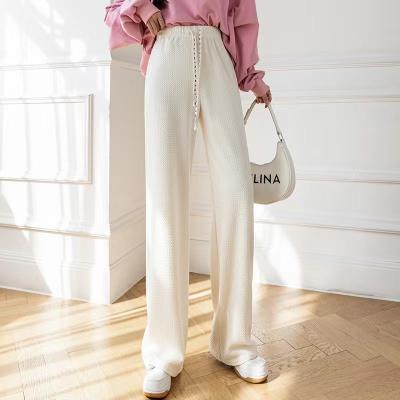 China Breathable Ice Silk Printing Wide-Leg Pants 2022 Women's Spring And Summer New High-Waisted Pants Vertical Straight Tube Loose Casual Pants for sale