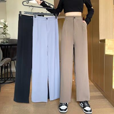 China Breathable Women Loose High Waist Wide Leg Pants 2021 Plus Size 4XL Female Solid Pants Autumn Casual Straight Suits Spring Long Pant for sale