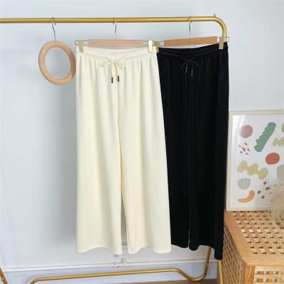 China 2022 Autumn And Winter New Thick Chenille Breathable Women Casual Loose Wide Leg Pants High Waist Plus Velvet Trousers Joker for sale