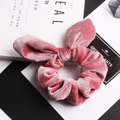 China Fashionable Custom Wholesale Bunny Ear Elastic Velvet Hair Scrunchies Bulk for sale