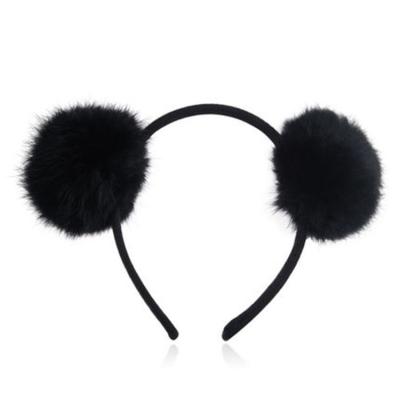 China Cute Hair Cat Ears Hoops Fur Ball Pompom Ball Headbands for sale