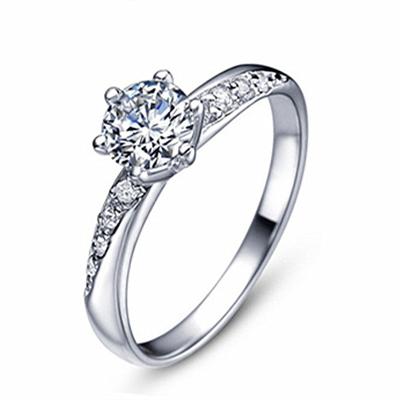 China Casual/Fashion Classic Style Crystal Diamond Engagement Infinity Ring 925 Sterling Silver Plated 18K White Gold Rings For Women for sale