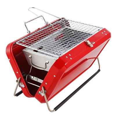 China Adjustable Height Mini Suitcase Folding Design Portable Charcoal BBQ Outdoor Camping Grill for sale