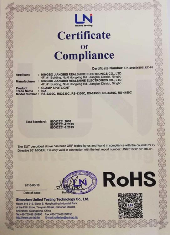 RoHS - Ningbo Jiangbei Realshine Electronics Co., Ltd.