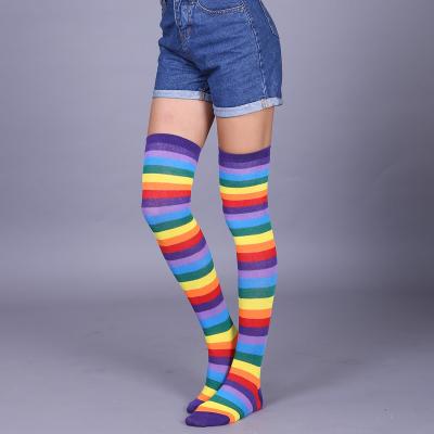 China 2021 Breathable New Style Halloween Costume Party Set Accessory Bars Women's Rainbow Long Socks for sale