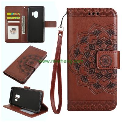 China Dirt Resistant Cute Painting Flowers Flip Pu Leather Wallet Case For Samsung Galaxy S9 for sale