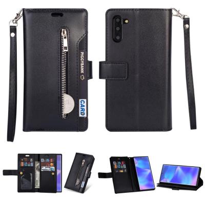 China Hot Selling 9 Card Slots PU Wallet Cell Phone Leather Filter Mount For Samsung Note 10 Pro for sale