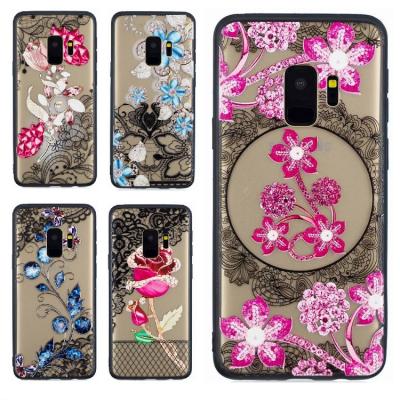 China Customized Embossed Flower Lace Dirt Resistant TPU+PC Phone Case For Samsung Galaxy Note 9 for sale