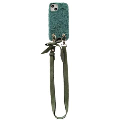 China New Style Girl Winter Shockproof Fashion Soft Phone Case With Lanyard For iphone 13 13 pro for sale