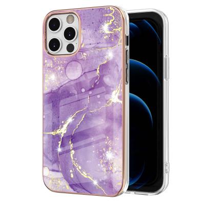 China New Designer Shockproof Phone Cover For Iphone 12 Imd Soft Plated Marble Case For Iphone 13 Pro Max for sale