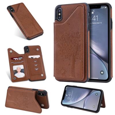 China Leather Embossing Dirt Resistant Cartoon Skin Wallet Card Slot Back Case For iPhone Xs for sale