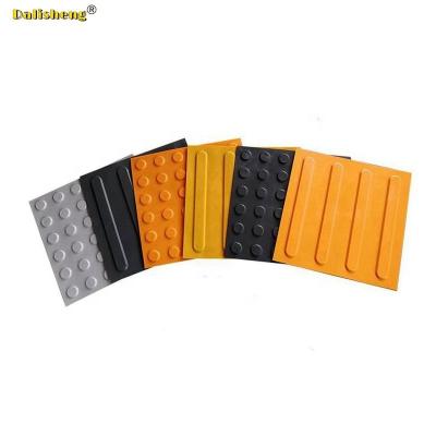 China Modern Plastic PVC TPU Tile Mat Flat Rubber Tactile Paving Tactile Indicators Stud Strip Tactile Linear Bar Self Adhesive Yellow Black for sale