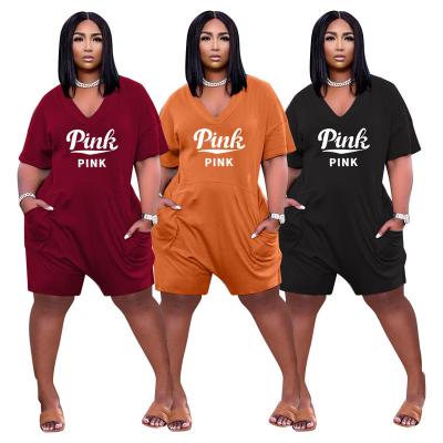 China 2021 Orange Size 5XL Sleeve Overalls Women Jumpsuits Anti-Static One Piece Jumpsuits Loose Fit Black Short Pink Plus Burgundy Rompers for sale