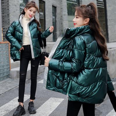 China Bright Windproof Face Down Cotton Padded Coat Women Korean Bread Coat Stand Collar 2020 Winter New Style Women Padded Jacket Women for sale