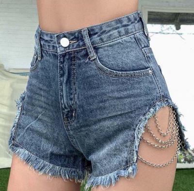 China Sustainable Newcomer Hot Selling Vintage Made High-waisted Denim Shorts+The Worn Sexy Women Chain Accessories for sale