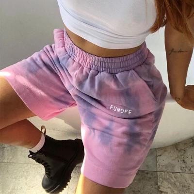 China 2020 summer new breathable fashion print dye tying elastic middle pants loosen high waist casual hot pants for sale