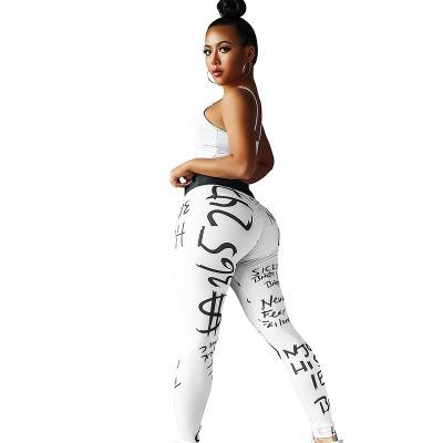 China New Anti-wrinkle letter yoga pants fitness pants sports and leisure leggings digital printing women for sale