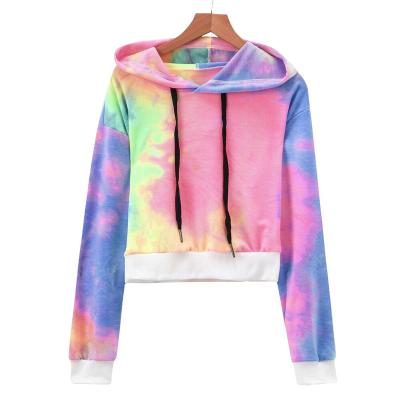 China Women's Anti-Shrink Ombre Long Sleeve Casual Pullover Sweatshirt Loose Crop Hoodie for sale