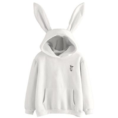 China Hooded Anti-Wrinkle Women's Bunny Ears Cute Sweatshirt Embroidered Fleece Top for sale