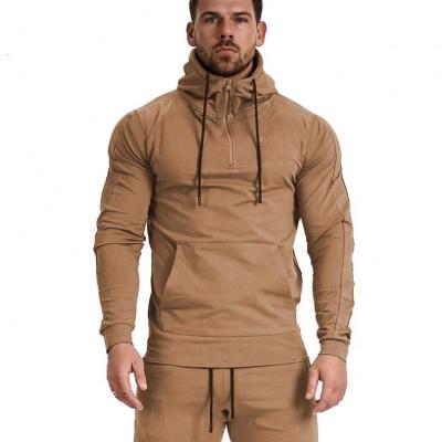 China QUICK DRY brown casual zipper up slim fit custom wholesale designer jogger tracksuit hoodie for men for sale