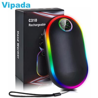 China Rechargeable Hand Warmer, 10000mAh Power Bank Portable Hand Warmer with 7 Colors Breathing LED Lights and Digital Display for sale