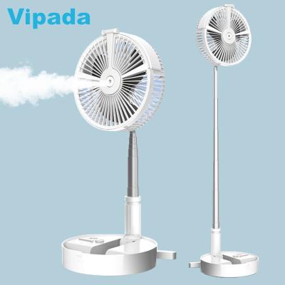 China Collapsible Foldable Mist Table Fan 7200mAh Retractable Folding Fan with Water Spray and LED Light for sale