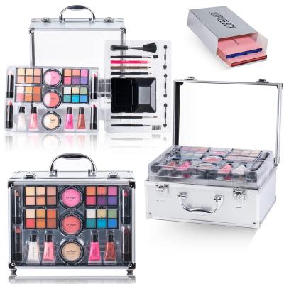 China Waterproof All In Cosmetics One Gift Set Eyeshadow Palettes Lip Glosses Lipsticks Blushes Highlighter Eyeliner Pencil Makeup Box for sale