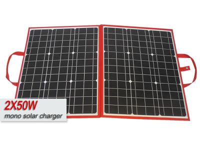 China 2x50w Portable Solar Panel Charger With Weather Resistant Polyester Canvas Cover for sale