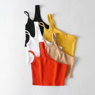 China Anti-pilling Camisoles Sexy Fashion Spaghetti Strap Crop Shoulder Cami Tube Top Basic Plain Sleeveless Tank Top for sale