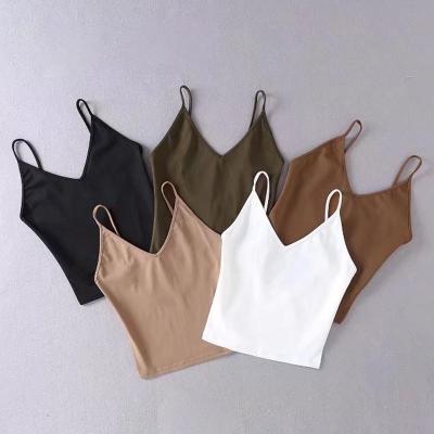 China Anti-pilling women halter neck plain short vest hot sale in usa crop tops for sale