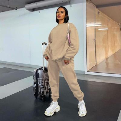 China Custom Two-Piece Hoodie Anti-Wrinkle Ladies Sweatshirt Crewneck Casual Sports Fall Tracksuit Woman Jogger Sets For Women for sale