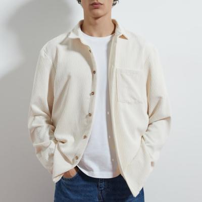 China Custom Men's Overshirt Jackets White Corduroy Shirt Men Breathable For Spring And Autumn for sale