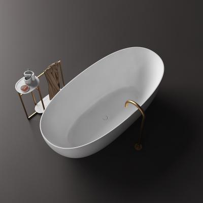 China Freestanding Modern Hotel Project Luxury Oval Freestanding Solid Surface Resin Stone BathTub for sale