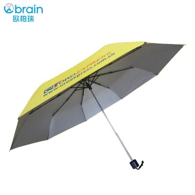 China Custom Large Logo Item Cheap Pongee Sun Protection Promotion Rain Umbrella Yellow for sale