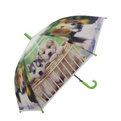 China Child Umbrella With Customized 19Inch Printing Design PVC Automatic Open Straight Umbrella For Kid for sale