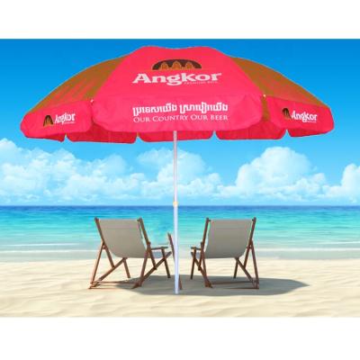 China Beach Umbrella With Custom Advertising Logo Company Solar Outdoor Beach Umbrella for sale