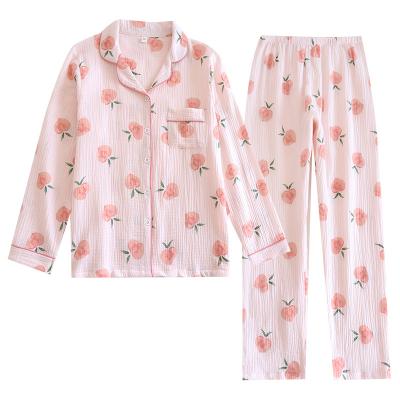 China Breathable Made In China Chic Double Layer Cotton Pajamas Pajamas Sets For Women for sale